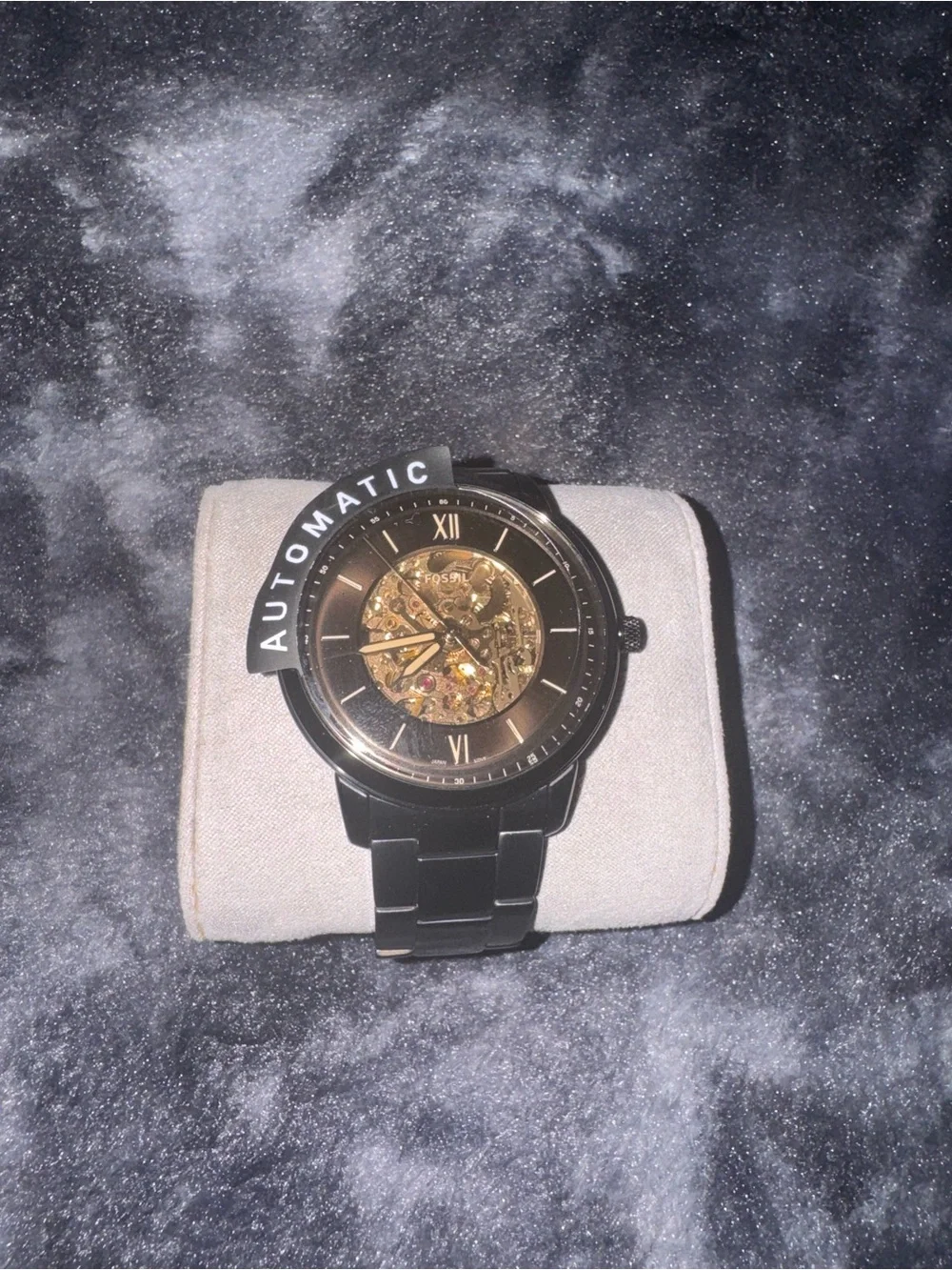 NEW: Fossil Black and Gold Skeleton Automatic Watch
